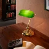 Banker bordlampe messing/grønn
