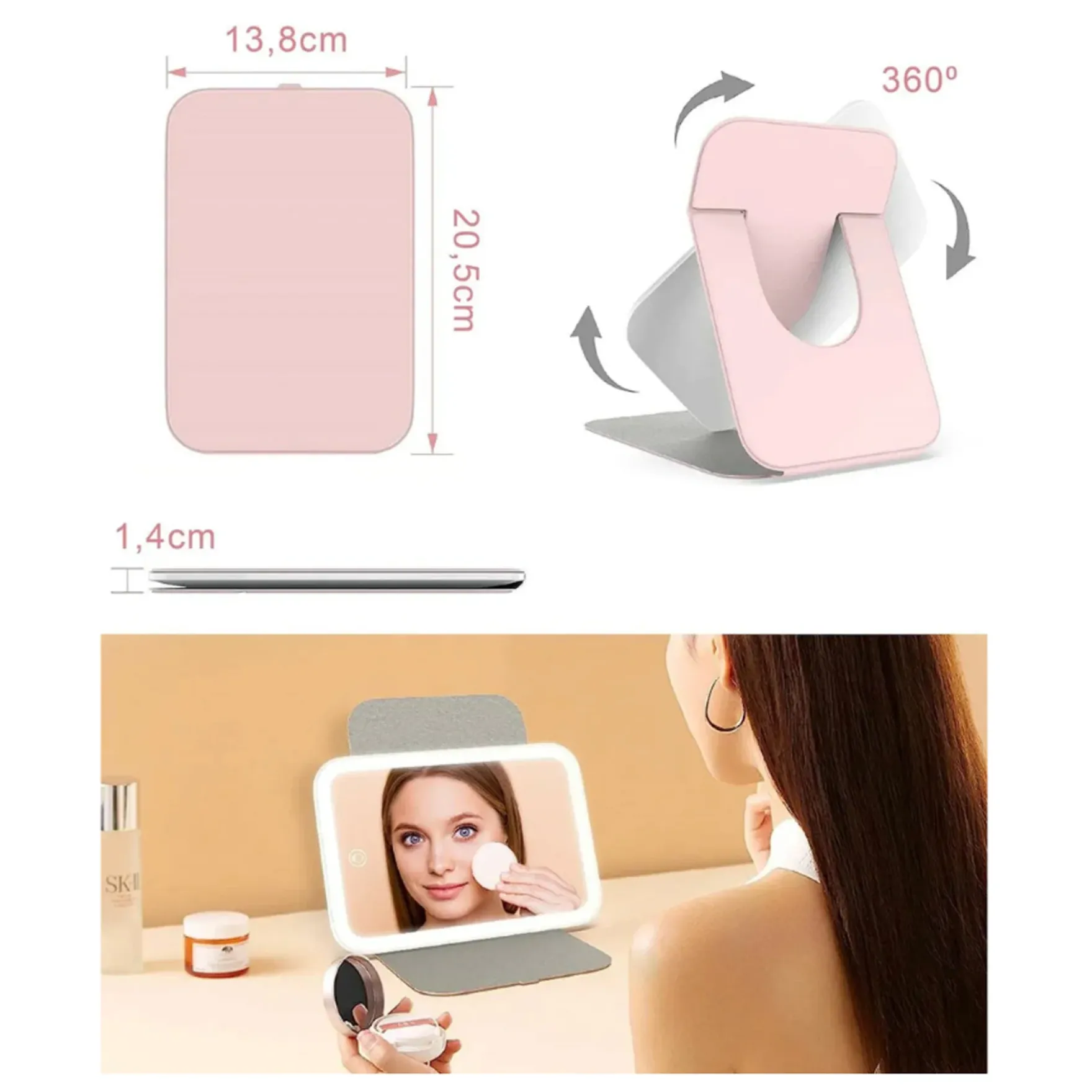 Beauty Table LED sminkespeil sort
