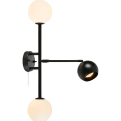Beside 3-lys vegglampe sort/opal