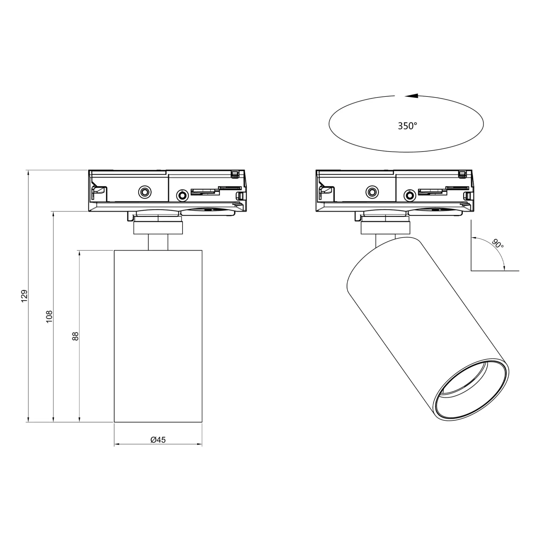 D45 1T LED enkel spot hvit