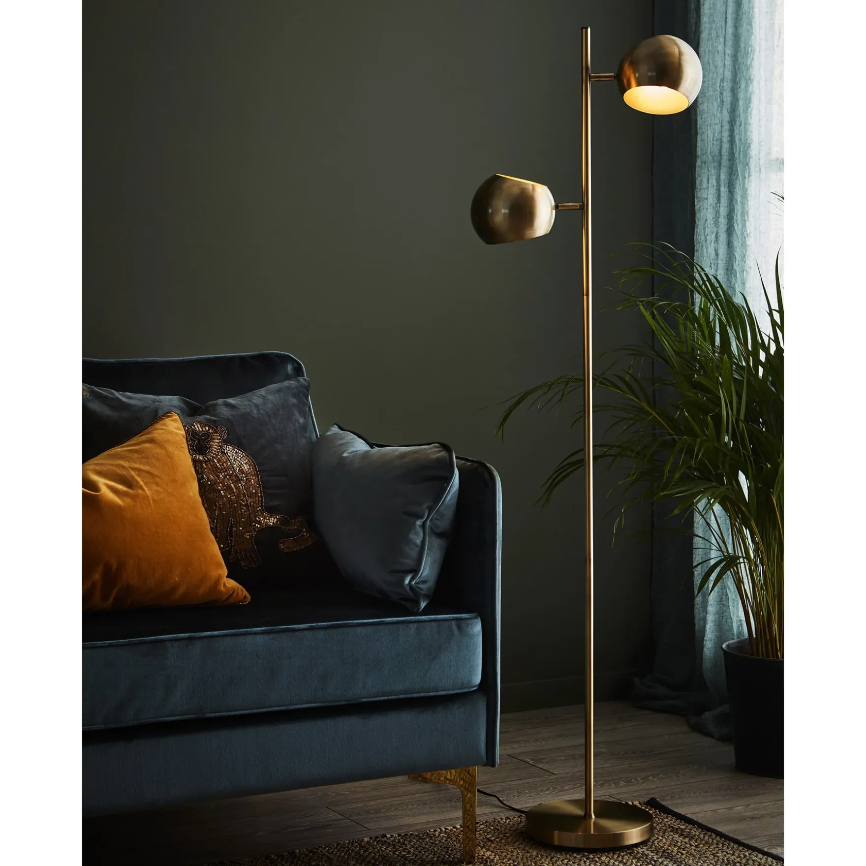 Edgar 2-lys gulvlampe messing