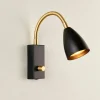 Elias vegglampe sort m/dim