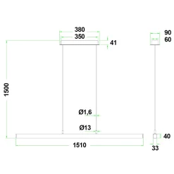 Era LED pendel rett 150cm sort