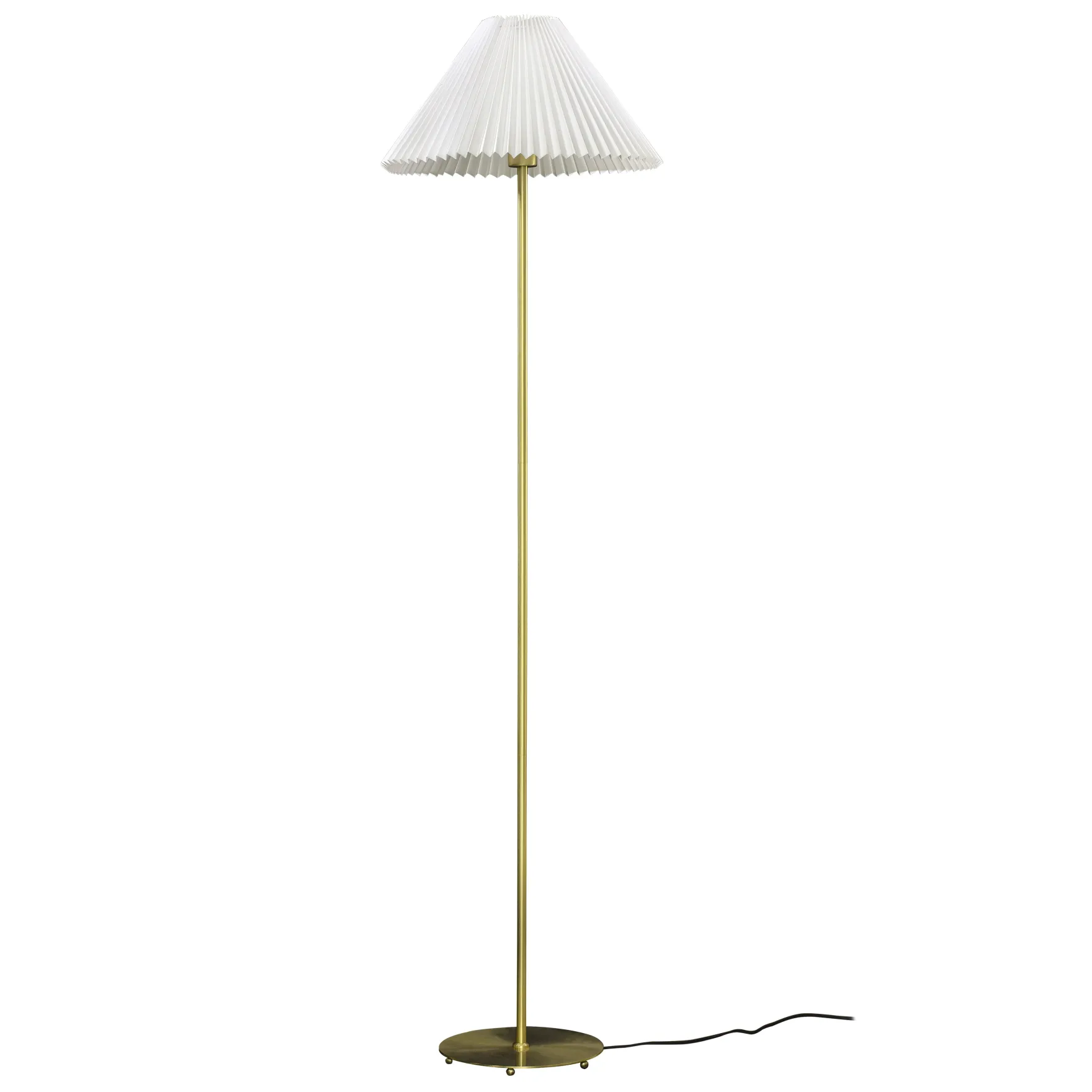 Ester gulvlampe messing/hvit m/skjerm