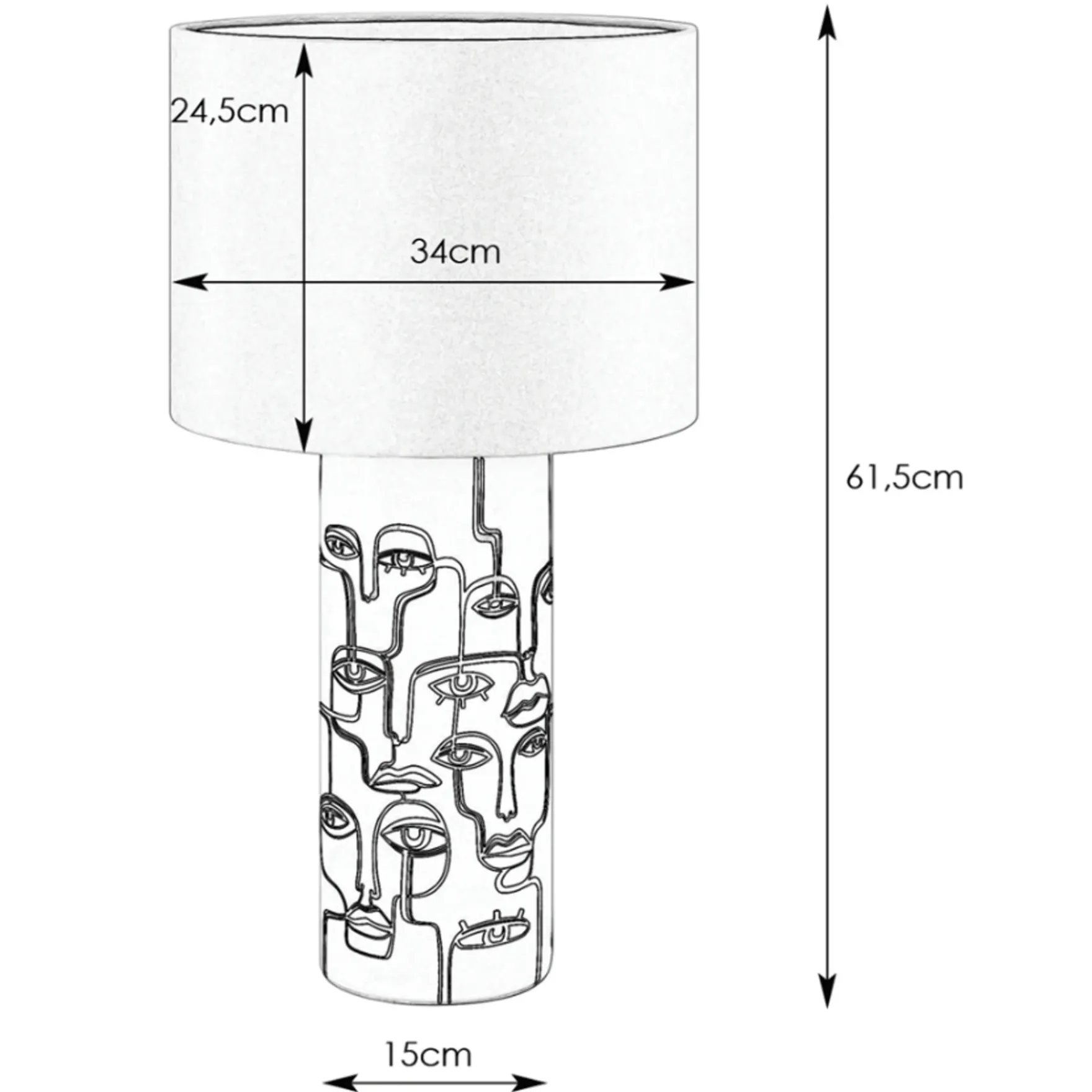 Family bordlampe hvit/sort