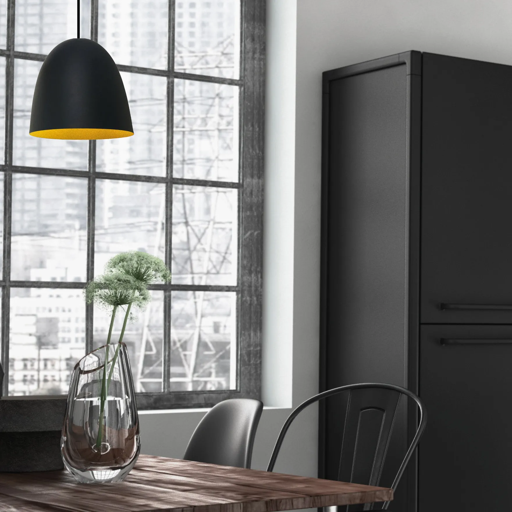 Fiola 300 takpendel 60W sort/gull