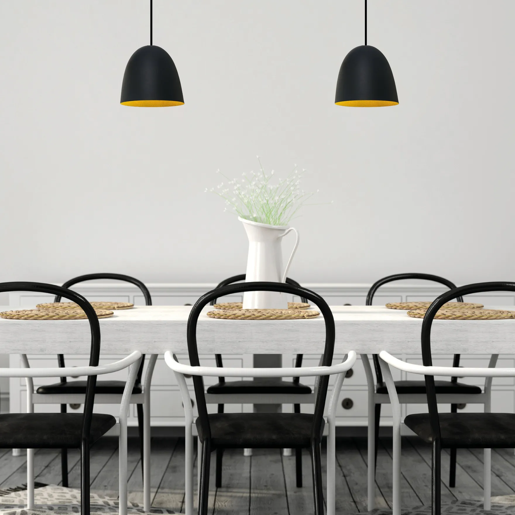 Fiola 220 takpendel 60W sort/gull