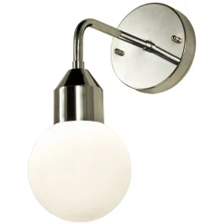 Florens vegglampe IP44 krom/opal