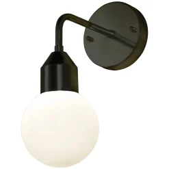 Florens vegglampe IP44 sort/opal