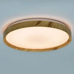 Hera LED plafond m/fjernkontroll treverk