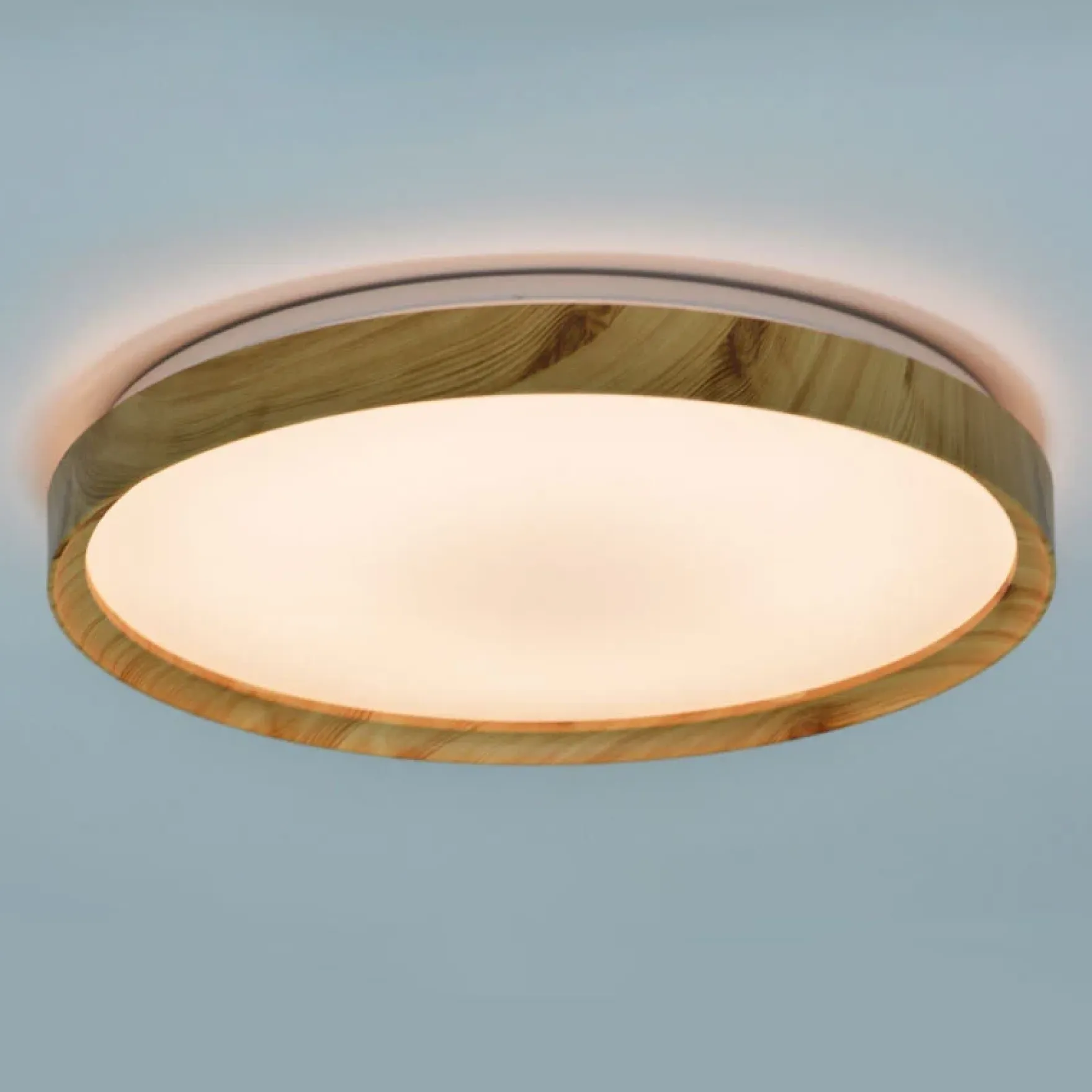 Hera LED plafond m/fjernkontroll treverk
