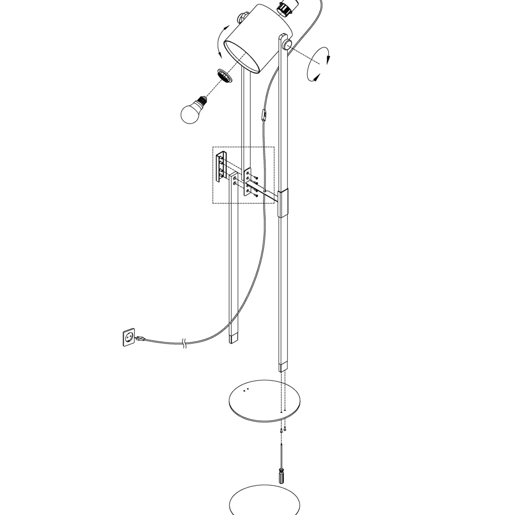 Hornwood gulvlampe sort/hvit