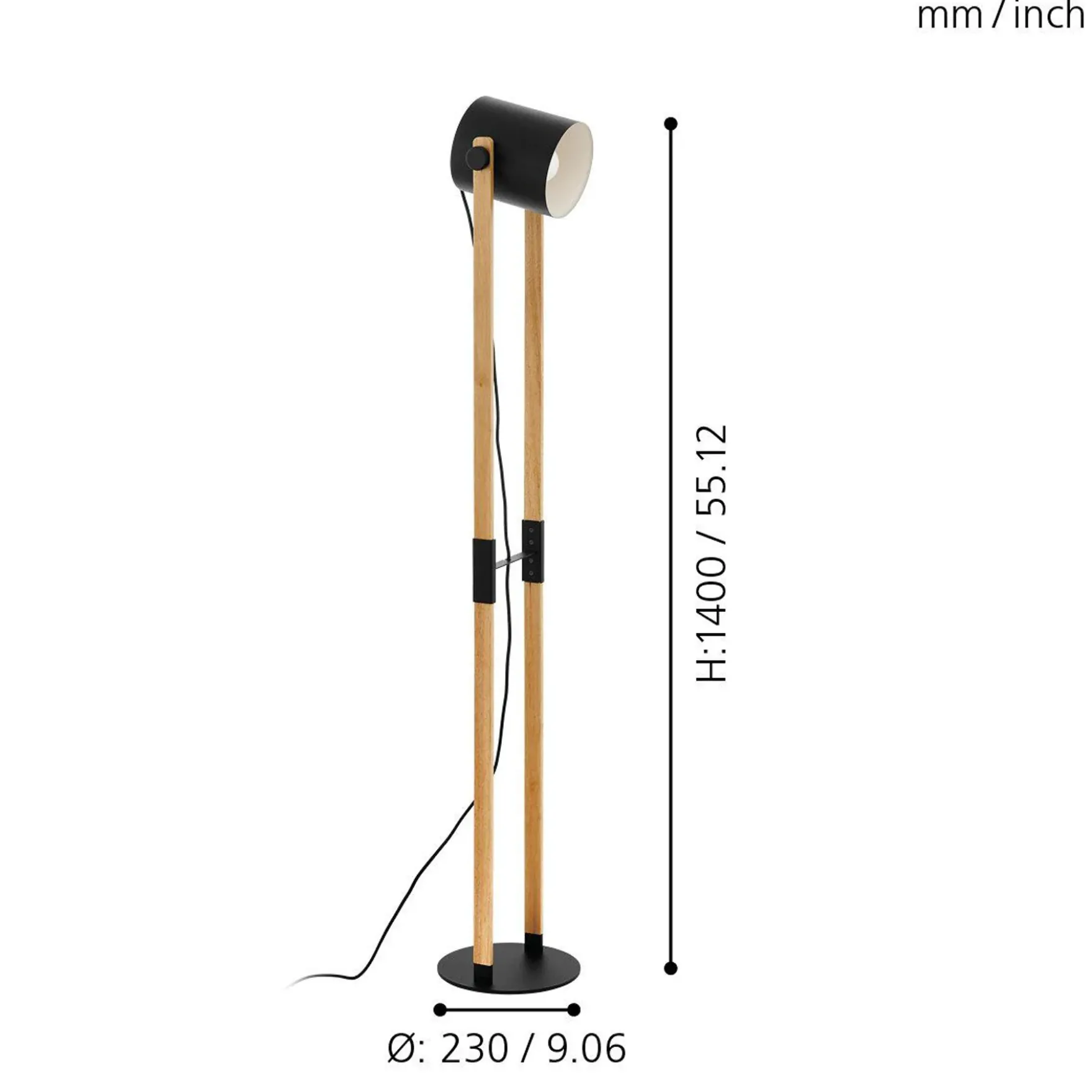 Hornwood gulvlampe sort/natur