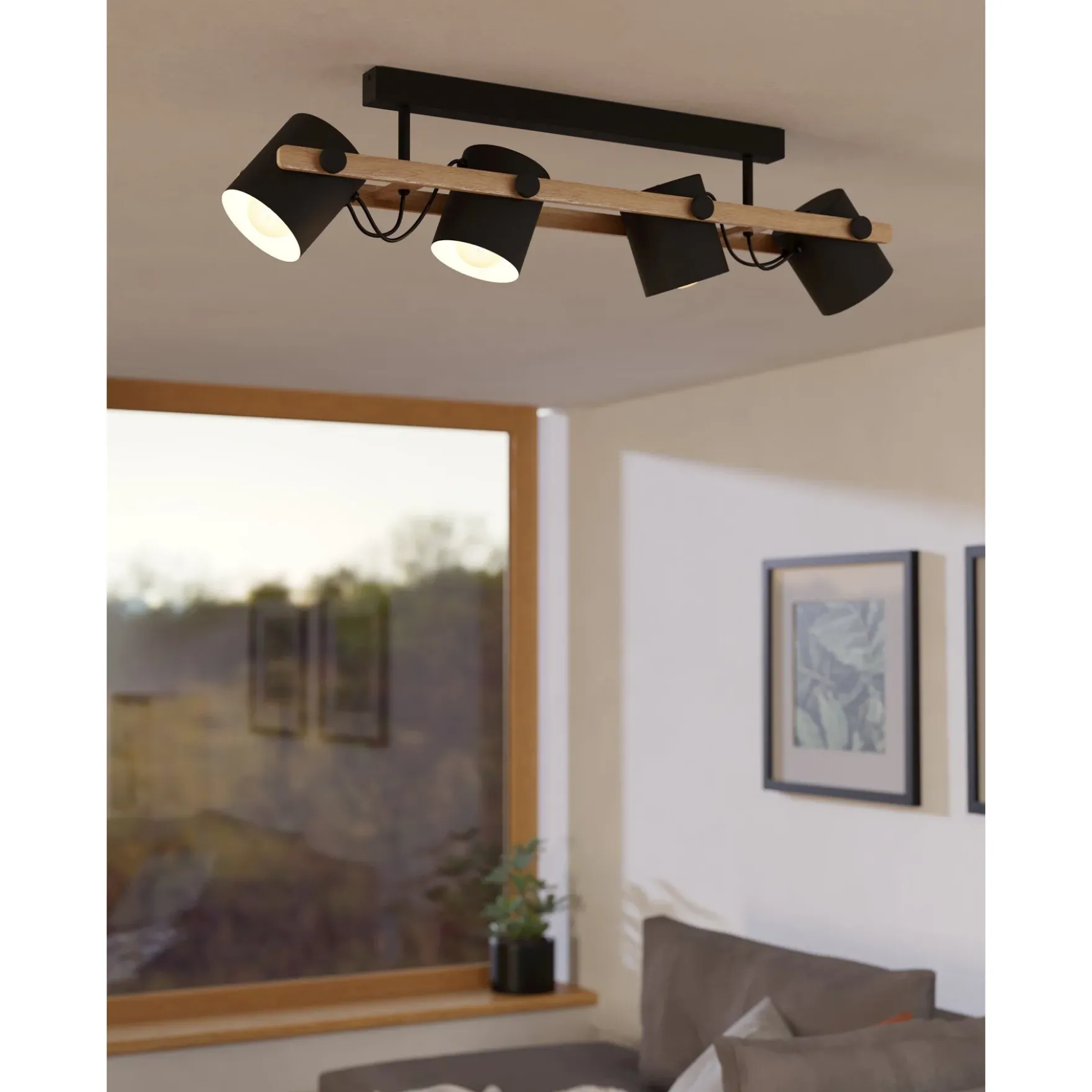 Hornwood 4-lys taklampe sort/natur