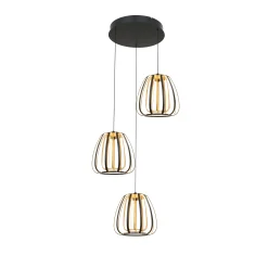Ideal taklampe 3-lys rondell sort/gull