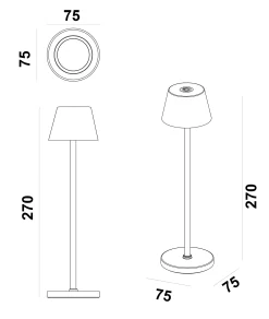 Iris mini bordlampe IP54 oppladbar rust