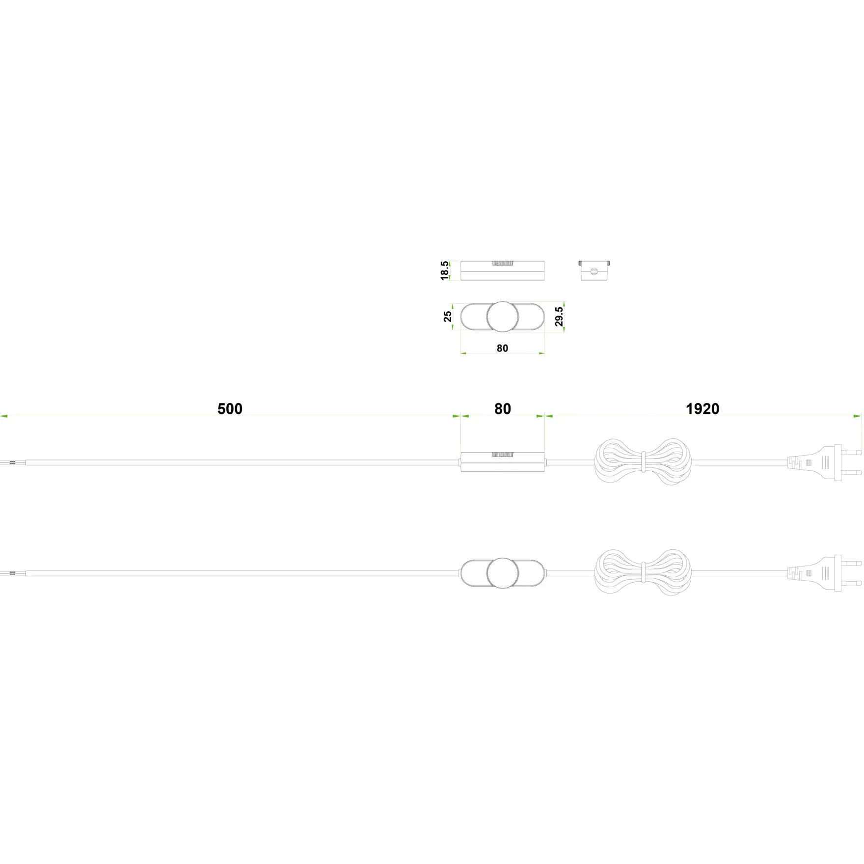 Ledningsdimmer 2.5 hvit