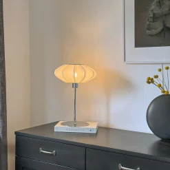 Mamsell bordlampe stor krom/hvit