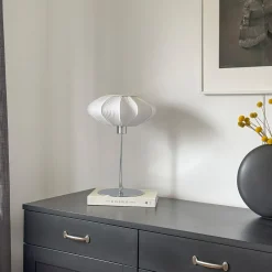 Mamsell bordlampe stor krom/hvit