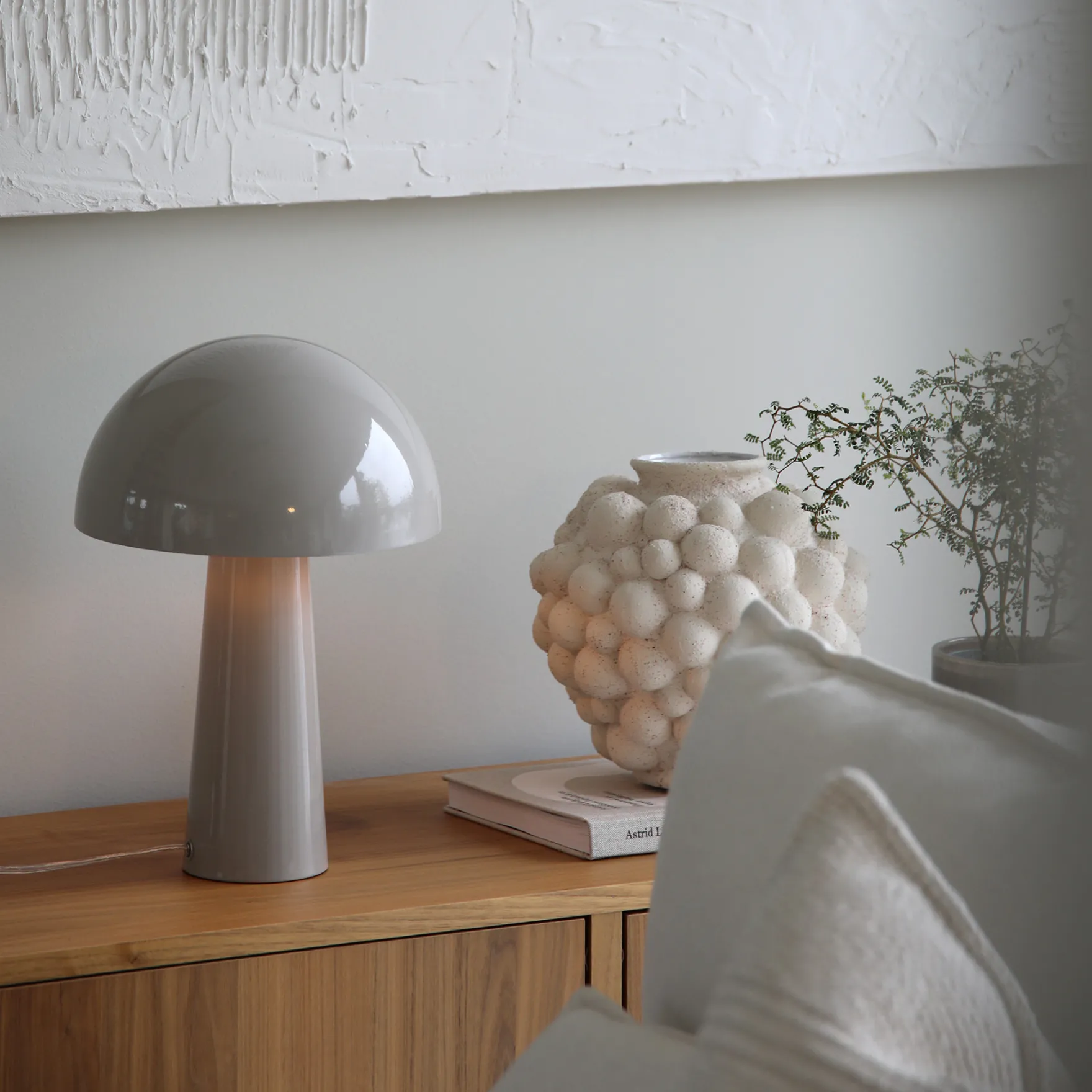 Mantar bordlampe E14 beige