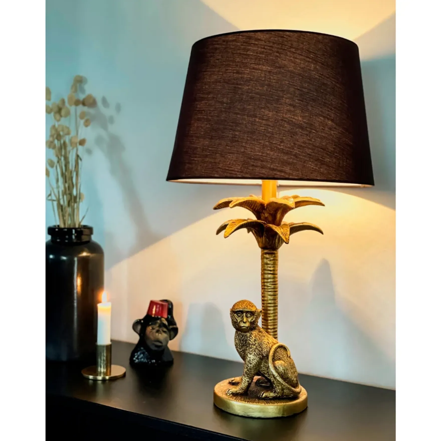 Markatta bordlampe gull/sort