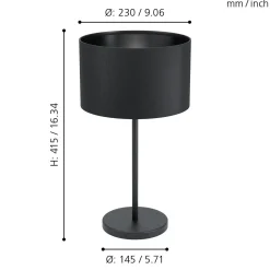 Maserlo bordlampe sort