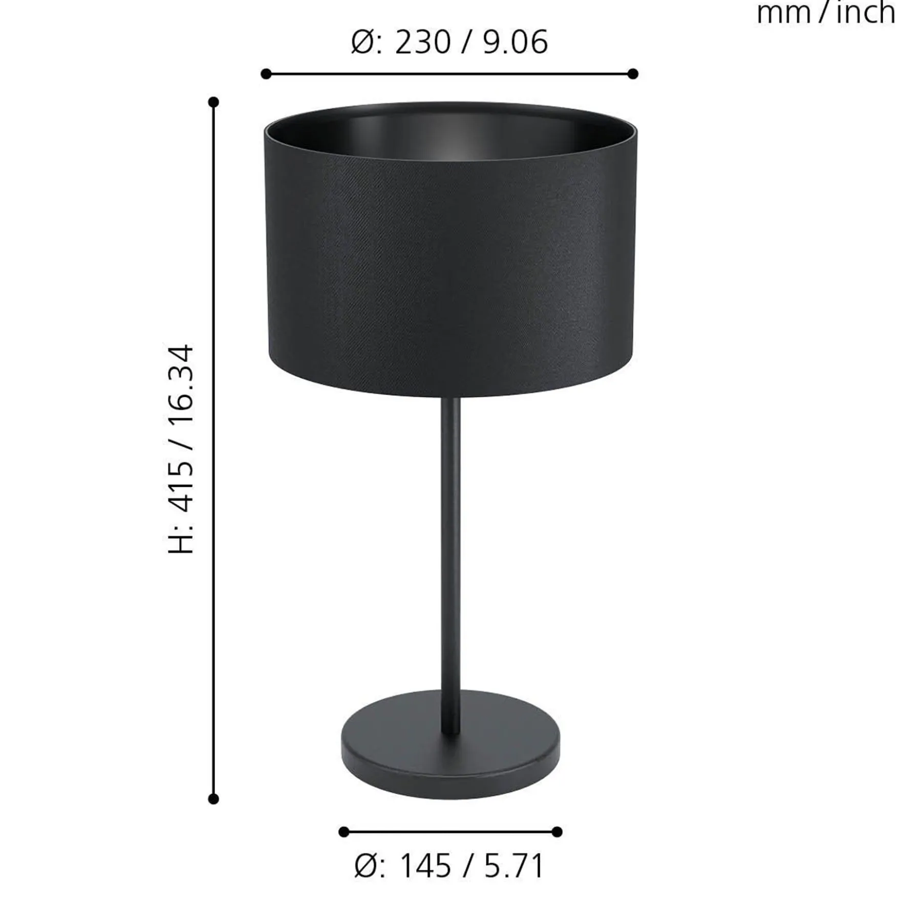 Maserlo bordlampe sort