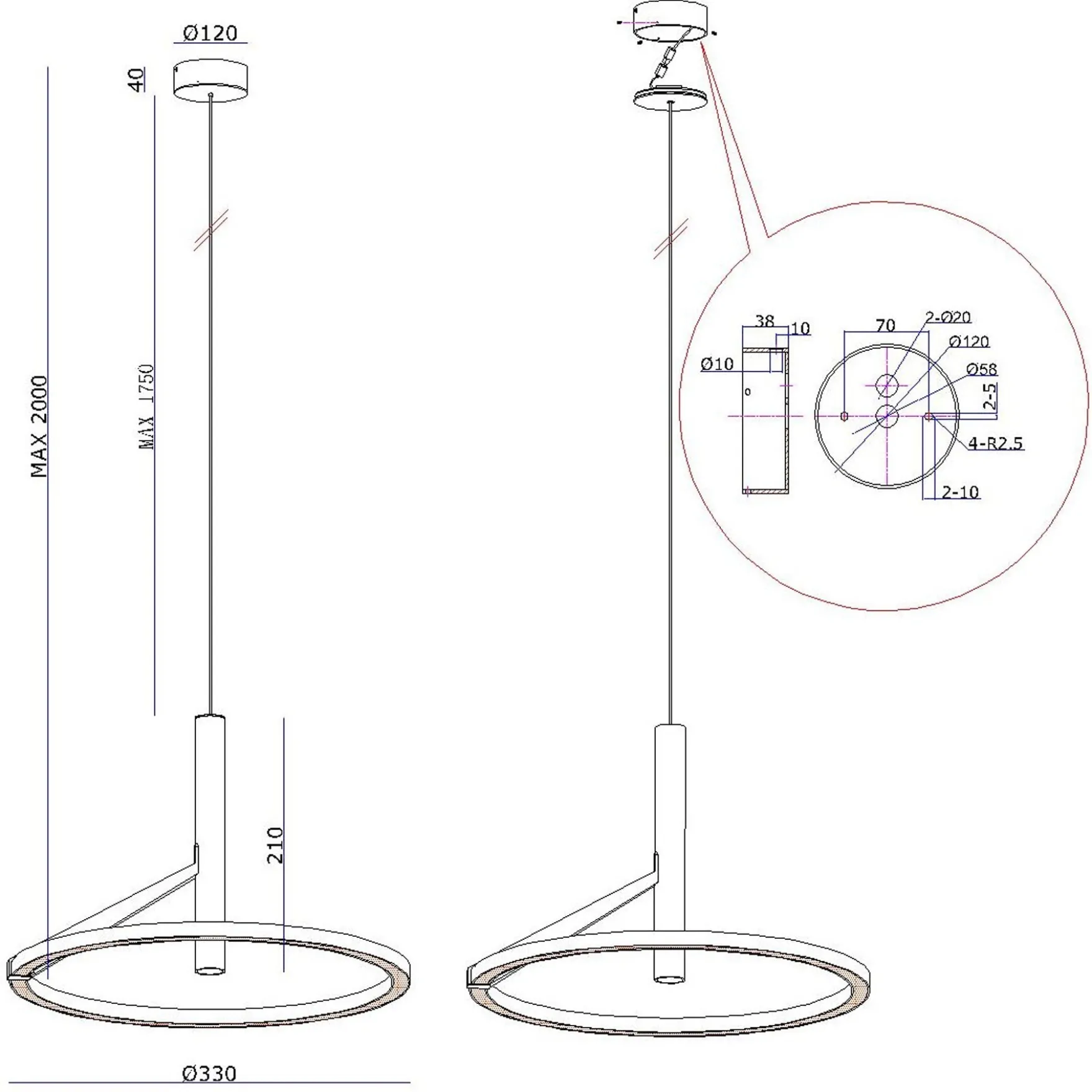 Mind LED takpendel Ø33cm sort