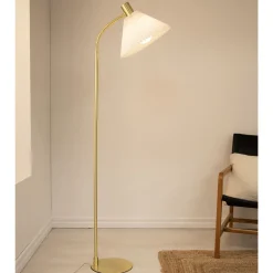 Mira gulvlampe messing/hvit
