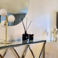 Molekyl 3-lys bordlampe messing/opal