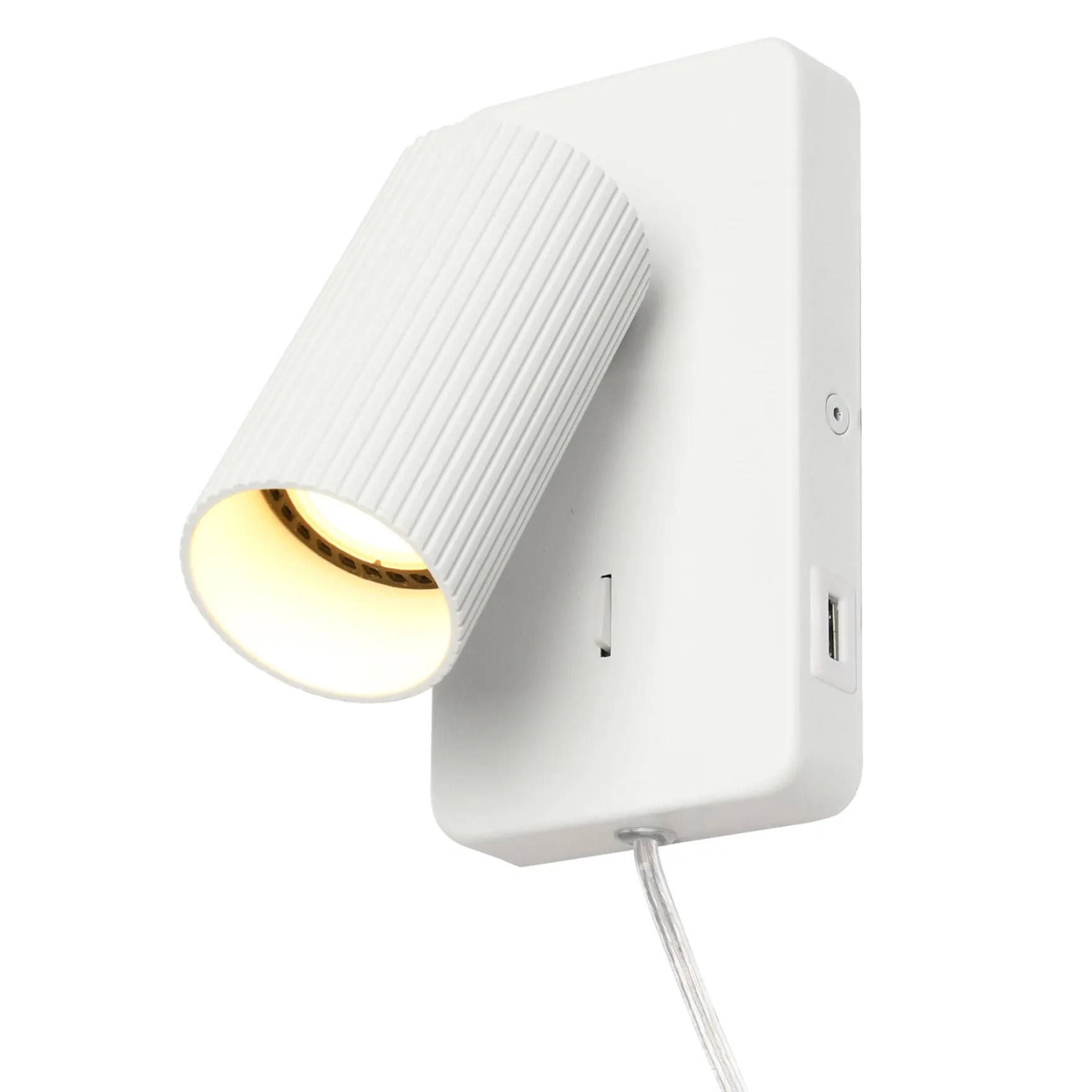 Natalia vegglampe m/USB hvit