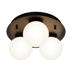 Nicosia 3-lys plafond IP44 sort/opal