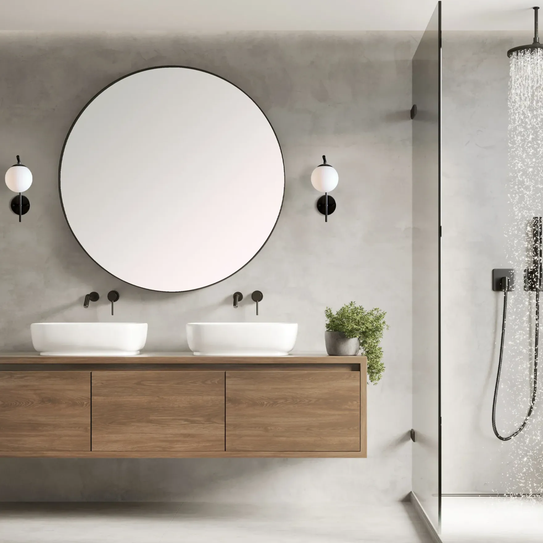 Nicosia vegglampe IP44 sort/opal