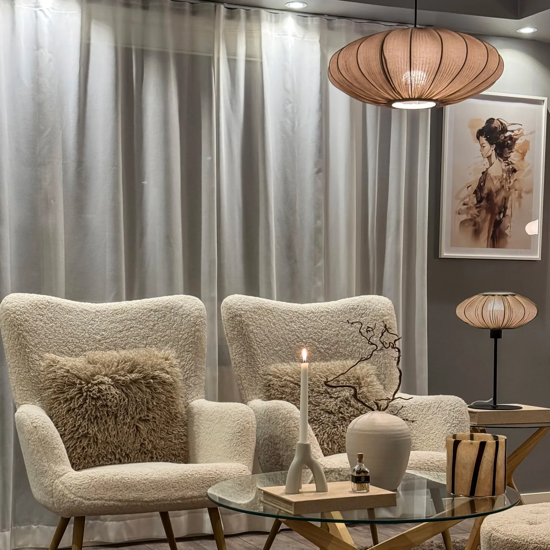 Noor bordlampe stor grå
