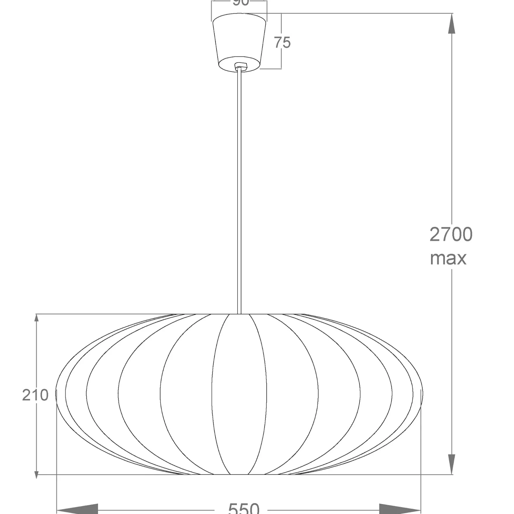 Noor takpendel Ø55cm hvit