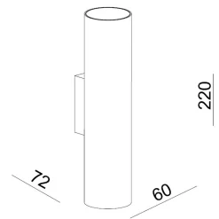 Oz K2 2-lys vegglampe hvit/sort