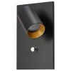 Oz K1 vegglampe m/USB sort/gull