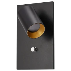 Oz K1 vegglampe m/USB sort/gull