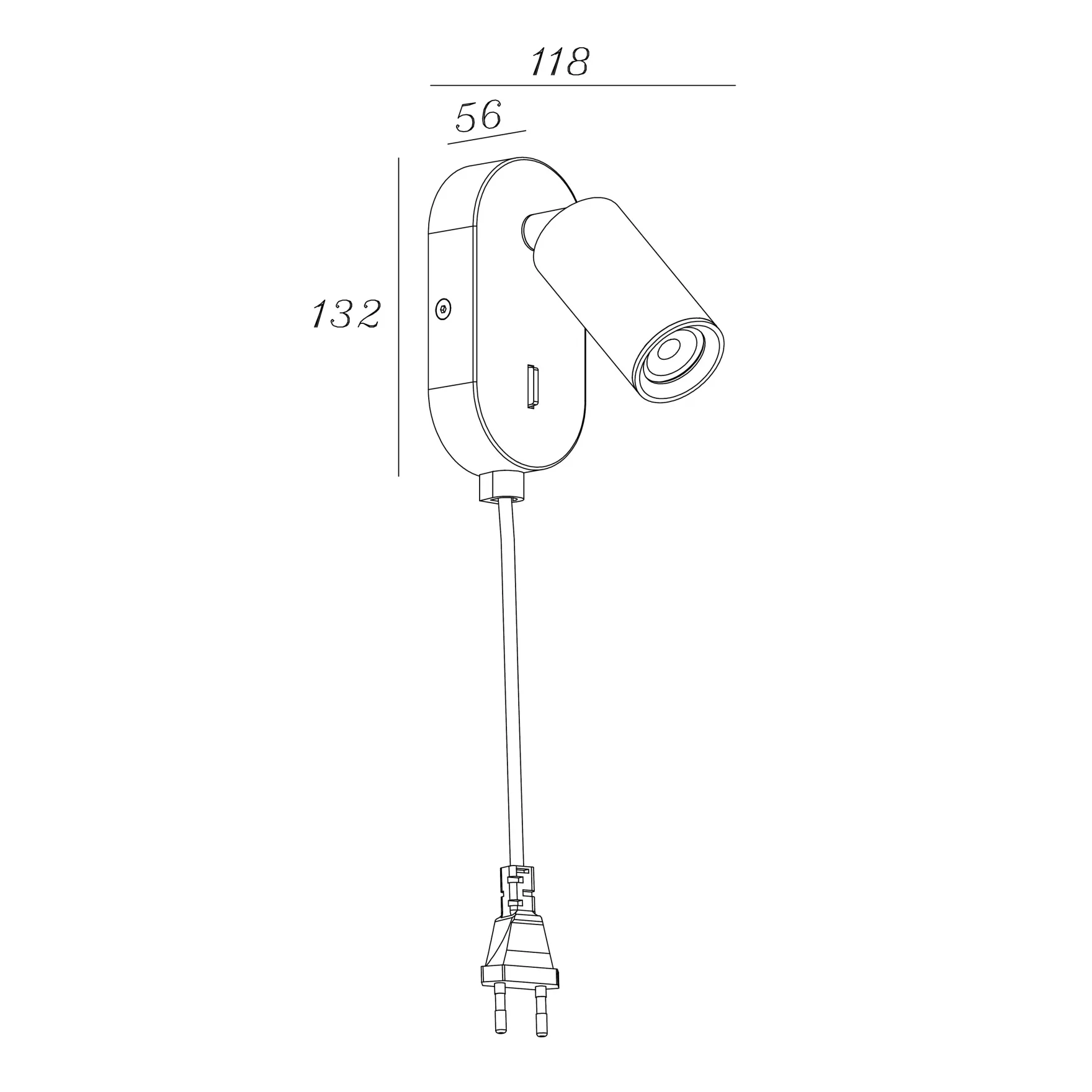 Oz mini K1 veggspot oval hvit