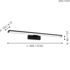Pandella LED vegglampe IP44 60cm sort