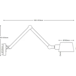 Pionex vegglampe sort/gull