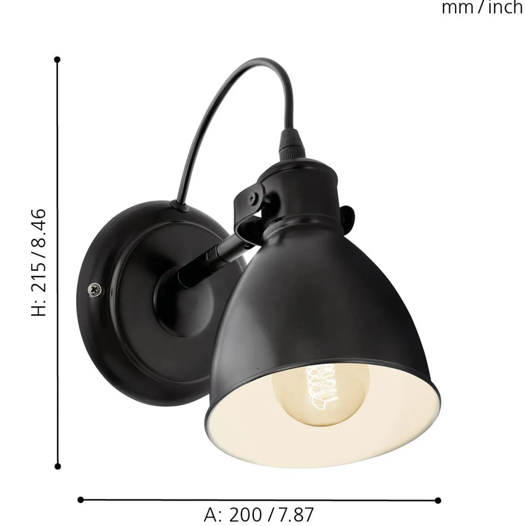 Priddy vegglampe sort