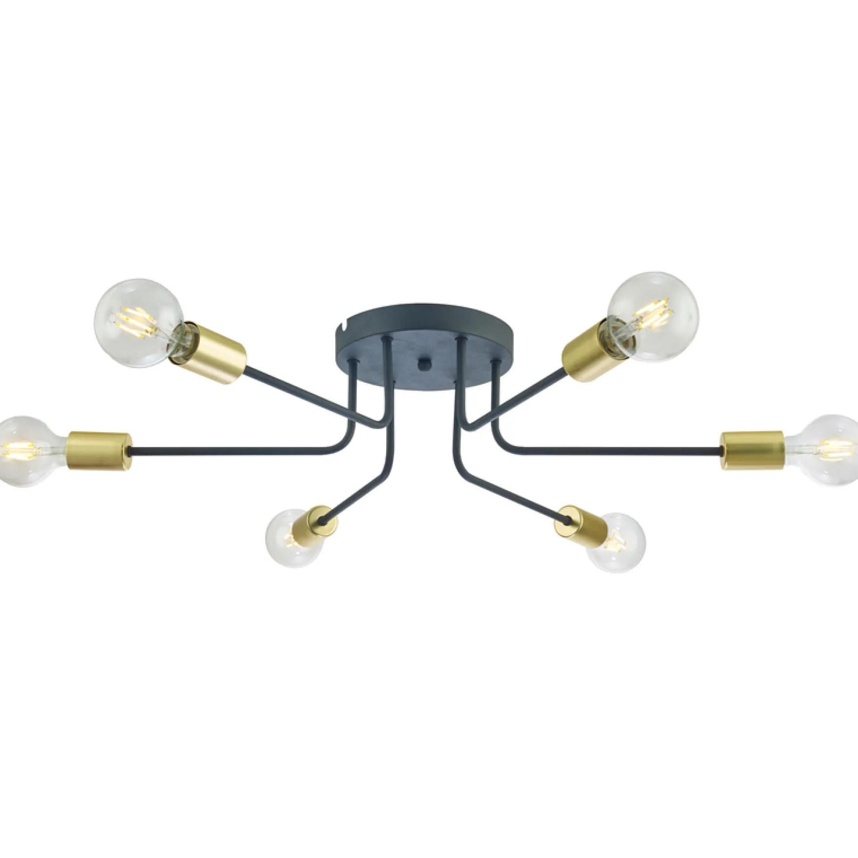 Repertoar 6-lys taklampe sort/messing