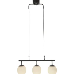 Rille 3-lys pendel rett sort/opal