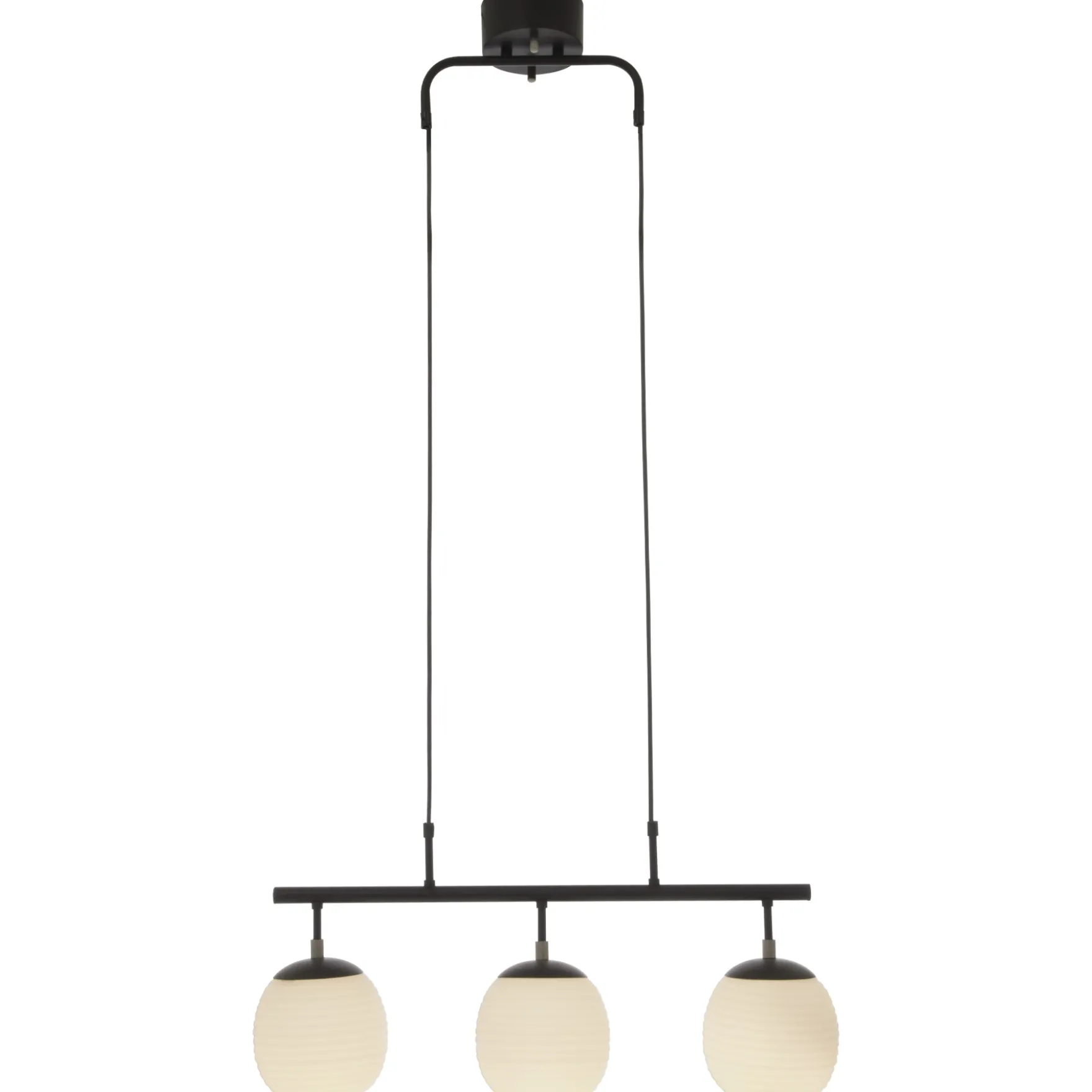 Rille 3-lys pendel rett sort/opal