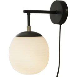 Rille vegglampe sort/opal