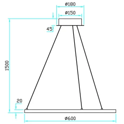 Ringo LED pendel rund 60cm sort