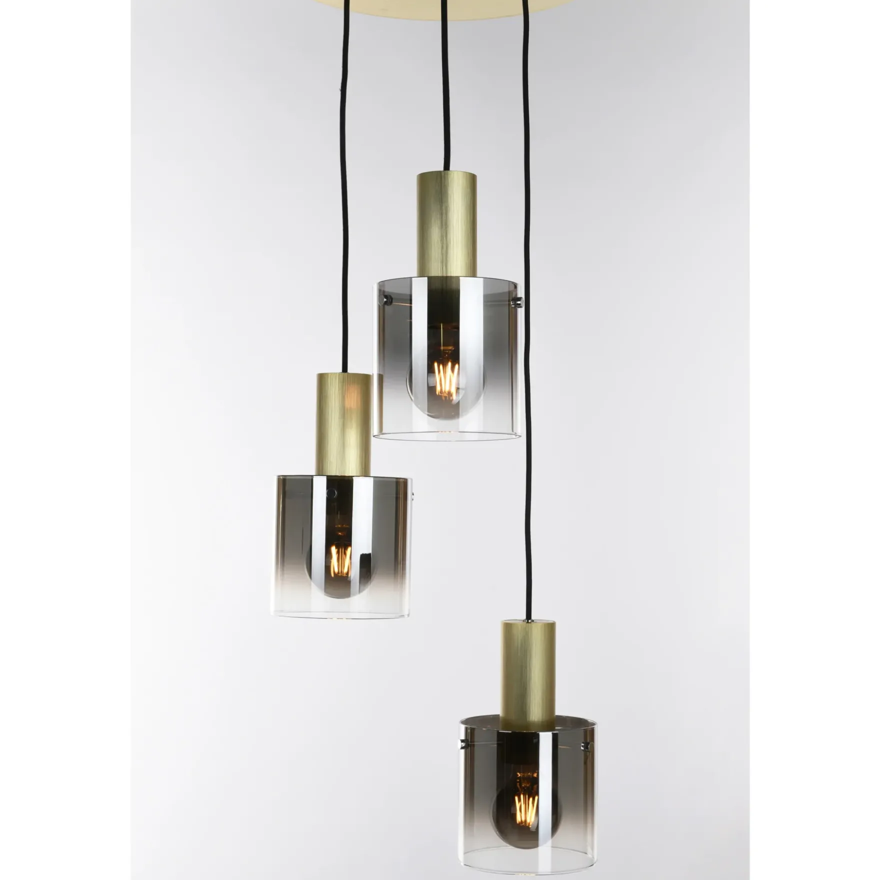 Roxy 3-lys pendel rund messing/sotet