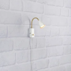 Shiro vegglampe hvit/messing m/dim