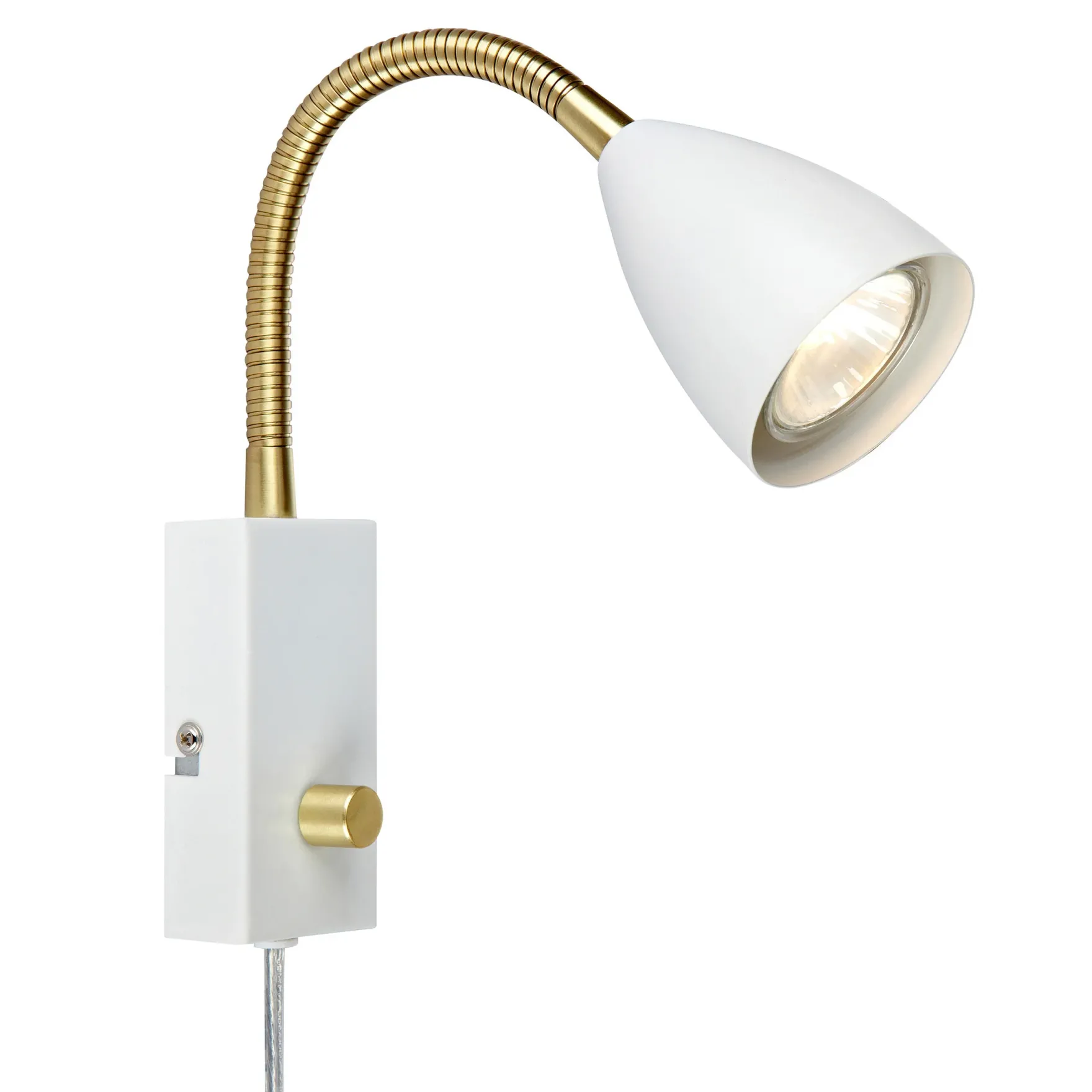 Shiro vegglampe hvit/messing m/dim